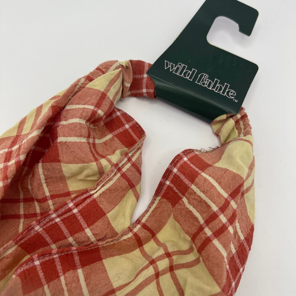Wild Fable Orange Plaid Fabric With Elastic Back Headscarf - NWT